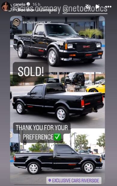 Canelo presumió en sus redes la camioneta pickup modelo 1991. FOTO: Especial