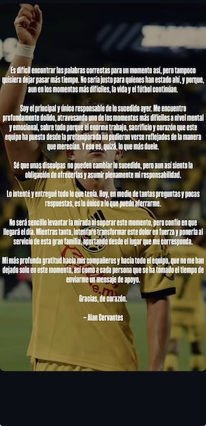 Mensaje de Alan Cervantes en Instagram / Foto: @alancervantes10