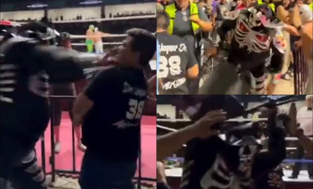LA Park no se contuvo y dio un par de puñetazos y sillazos a un fanático que también respondió a la agresión. FOTOS: Capturas