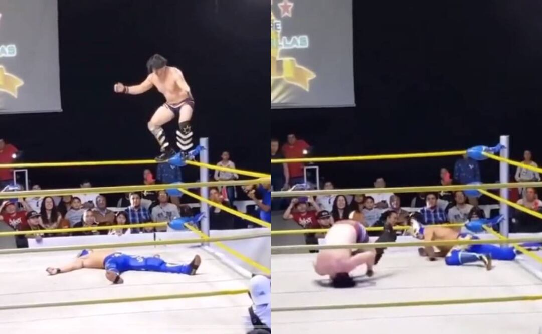 Un luchador quedó inconsciente luego de calcular mal uno de sus lances. Foto: Especial