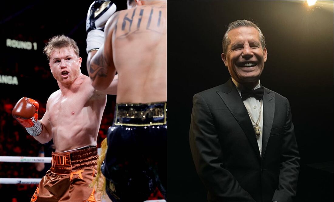 Julio César Chávez le puso su toque a la transmisión de Azteca Deportes en la pelea de Canelo. FOTOS: AFP / Especial