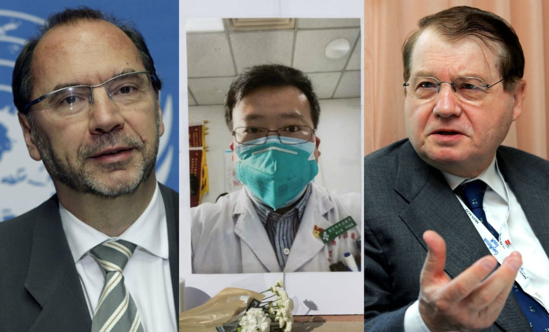 Fotos: Peter Piot (AP Photo/Keystone, Salvatore Di Nolfi); Li Wenliang (Mark Ralston/AFP); Luc Montagnier (AP Photo/Keystone, Olivier Maire)